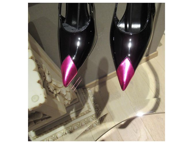 Décolleté Vesper di Saint Laurent Nero Fuschia - vista 11