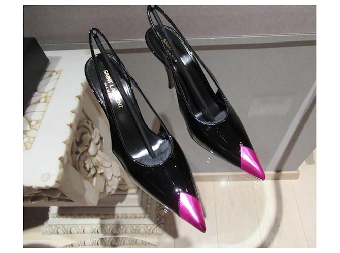 Décolleté Vesper di Saint Laurent Nero Fuschia - vista 12