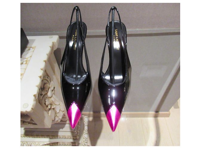 Décolleté Vesper di Saint Laurent Nero Fuschia - vista 2