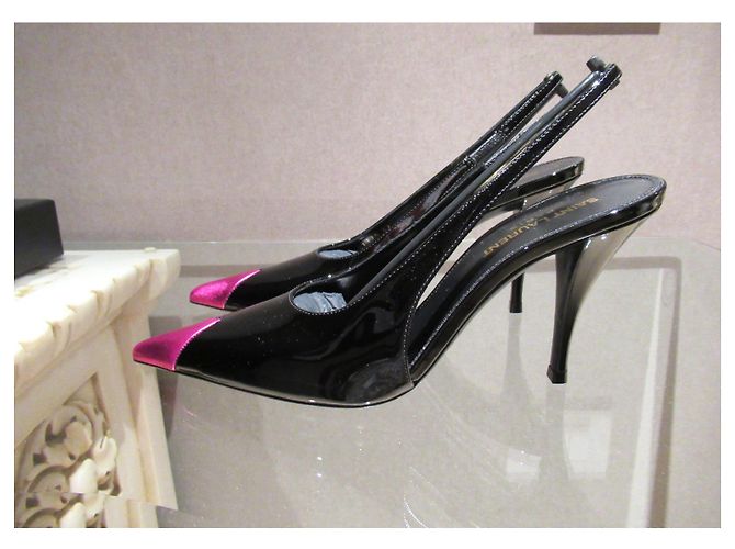 Décolleté Vesper di Saint Laurent Nero Fuschia - vista 4