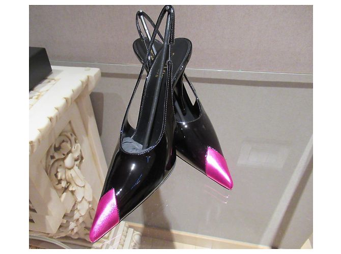 Décolleté Vesper di Saint Laurent Nero Fuschia - vista 8