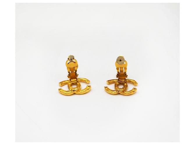 Coco Crush Orecchini Chanel CC Coco Vintage martellati Gold hardware - vista 7