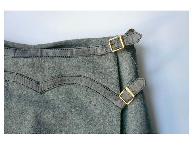 Hermès Falda cruzada de lana gris HERMES SPORT T40 - vista 5