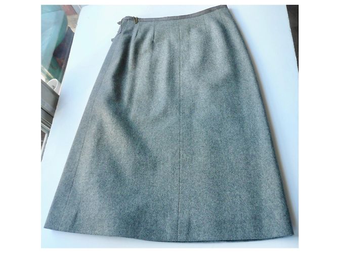 Hermès Falda cruzada de lana gris HERMES SPORT T40 - vista 7