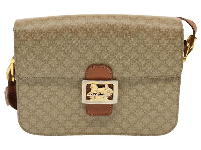 Céline CELINE Borsa a tracolla in tela macadam Beige Auth 73295 - vista 13