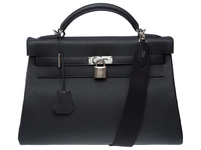 Hermès HERMES Kelly 40 Bag in Black Leather - 101900 - view 3