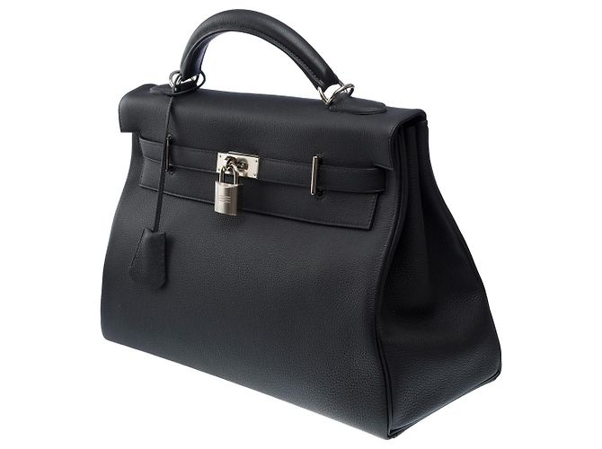 Hermès HERMES Kelly 40 Bag in Black Leather - 101900 - view 5