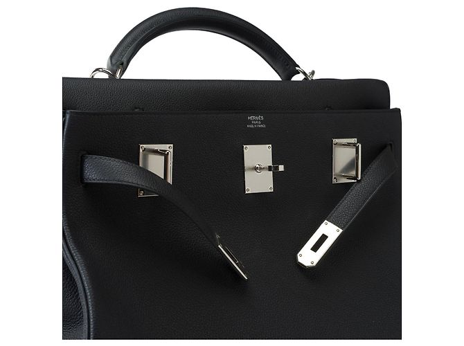 Hermès HERMES Kelly 40 Bag in Black Leather - 101900 - view 7