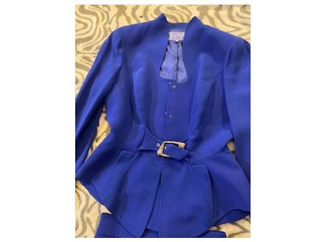 Tailleur Thierry Mugler blu in cotone con blazer e gonna - vista 2