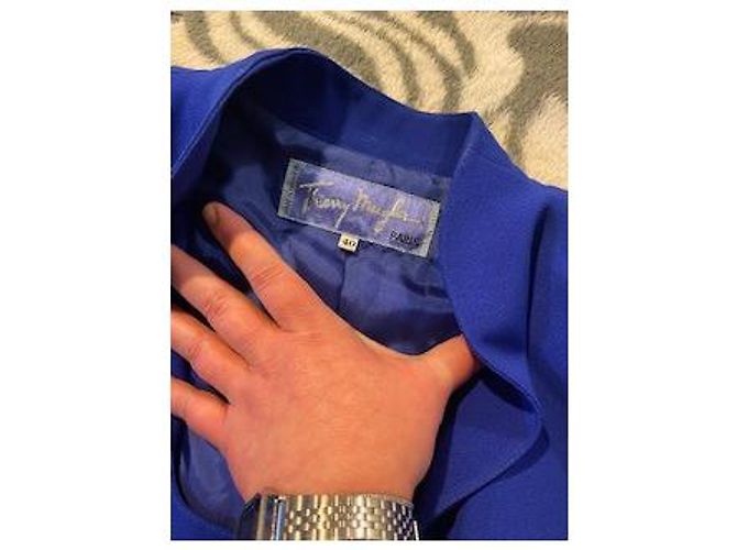 Tailleur Thierry Mugler blu in cotone con blazer e gonna - vista 4