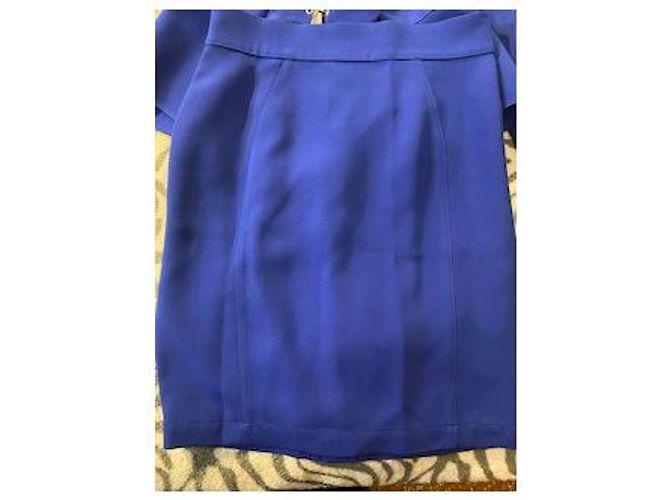 Tailleur Thierry Mugler blu in cotone con blazer e gonna - vista 6
