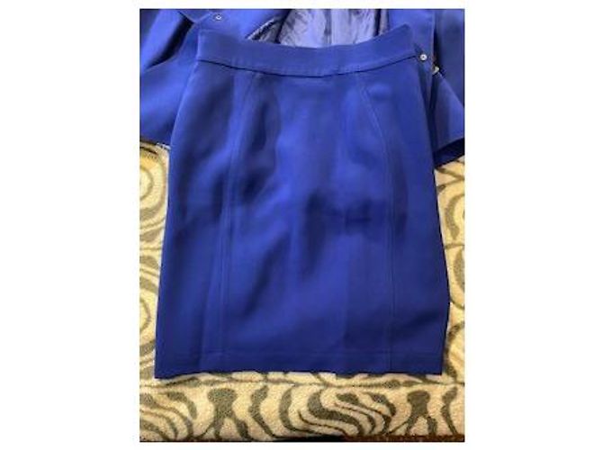 Tailleur Thierry Mugler blu in cotone con blazer e gonna - vista 9
