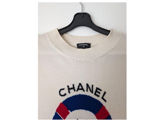 Chanel 2019 Kreuzfahrt 19C LA PAUSA seltener Kaschmir-Stricktop Roh - Ansicht 10