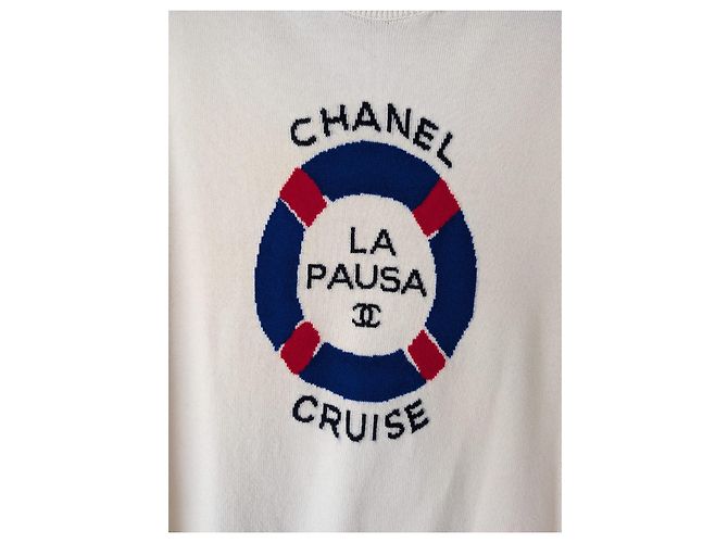 Chanel 2019 Kreuzfahrt 19C LA PAUSA seltener Kaschmir-Stricktop Roh - Ansicht 13