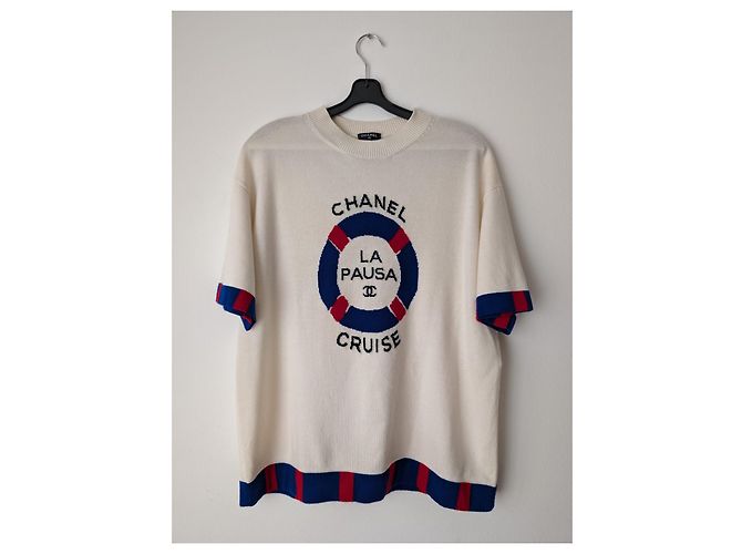Chanel 2019 Kreuzfahrt 19C LA PAUSA seltener Kaschmir-Stricktop Roh - Ansicht 3