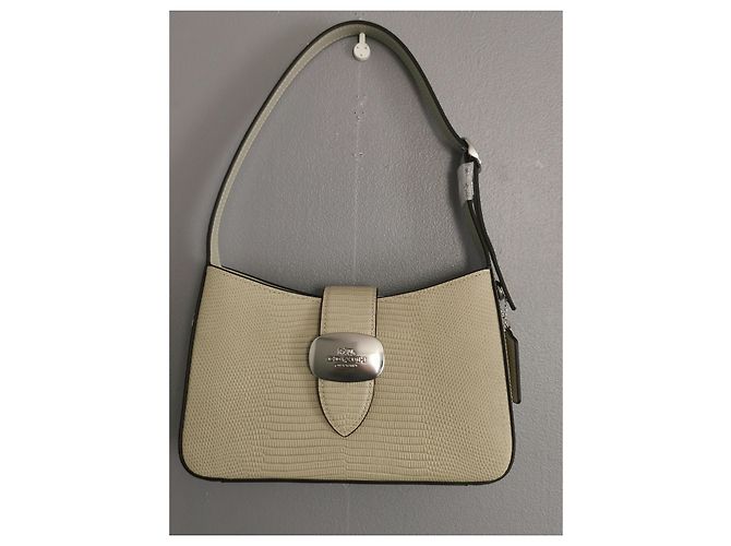 Sac à main Coach en cuir vert effet python Vert clair Bijouterie argentée - vue 16