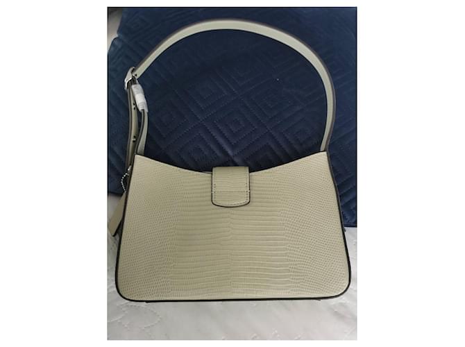 Sac à main Coach en cuir vert effet python Vert clair Bijouterie argentée - vue 2