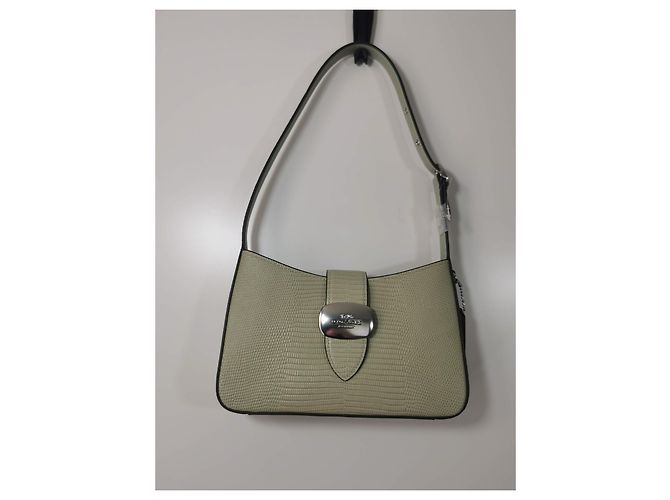 Sac à main Coach en cuir vert effet python Vert clair Bijouterie argentée - vue 3