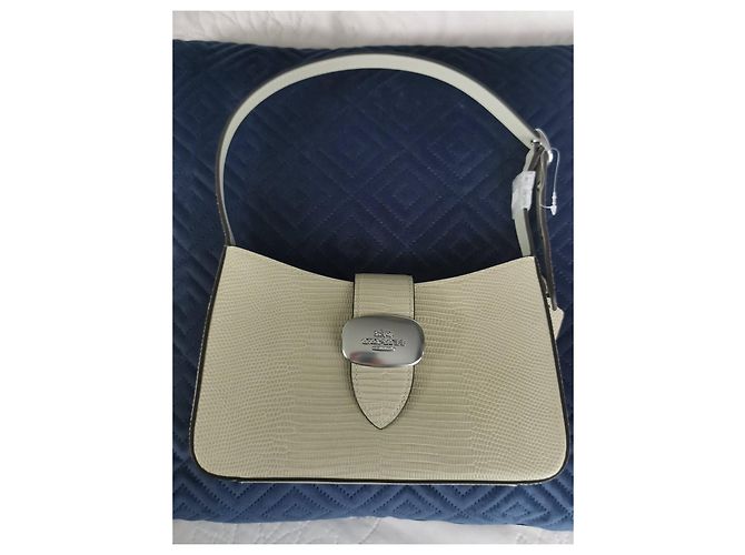 Sac à main Coach en cuir vert effet python Vert clair Bijouterie argentée - vue 4