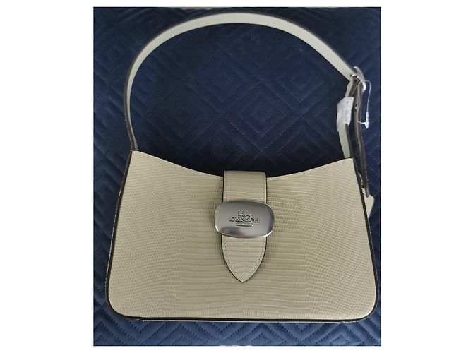 Sac à main Coach en cuir vert effet python Vert clair Bijouterie argentée - vue 6