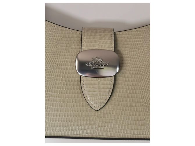 Sac à main Coach en cuir vert effet python Vert clair Bijouterie argentée - vue 7