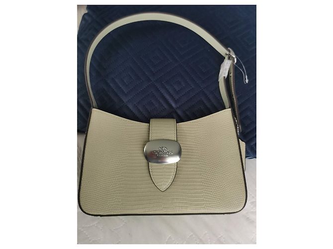 Sac à main Coach en cuir vert effet python Vert clair Bijouterie argentée - vue 9