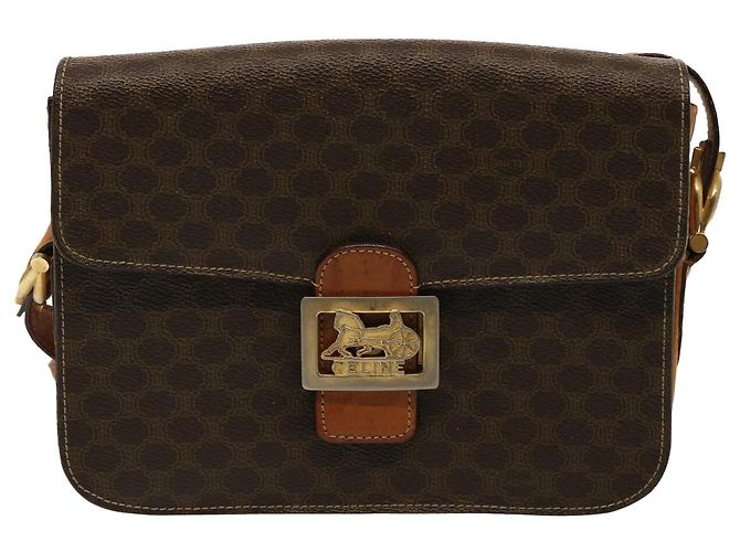 Céline CELINE Macadam Canvas Umhängetasche PVC Braun Auth 73006 - Ansicht 13