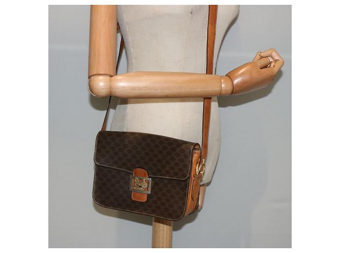 Céline CELINE Macadam Canvas Umhängetasche PVC Braun Auth 73006 - Ansicht 23