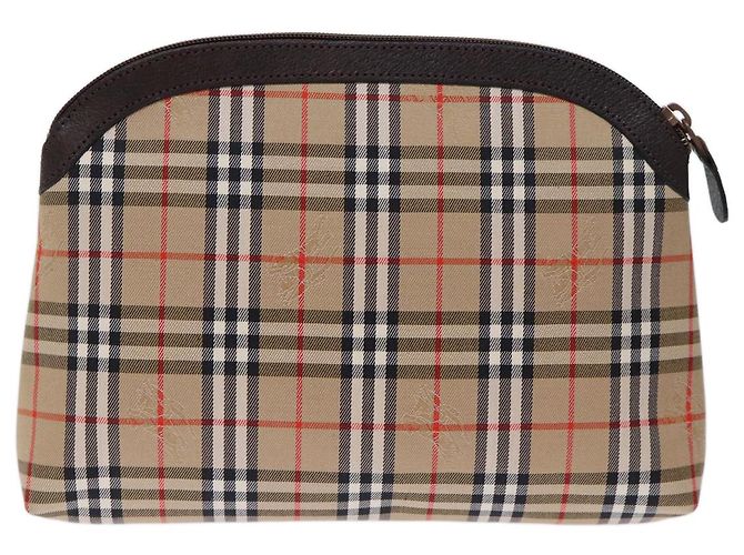 Autre Marque Burberrys Nova Check Pouch Canvas Beige Auth yk12082 - vista 2