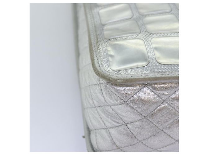 CHANEL Bolso de hombro con cadena Ice Cube Vinilo de 2 vías Plata CC Auth 71650 - vista 16