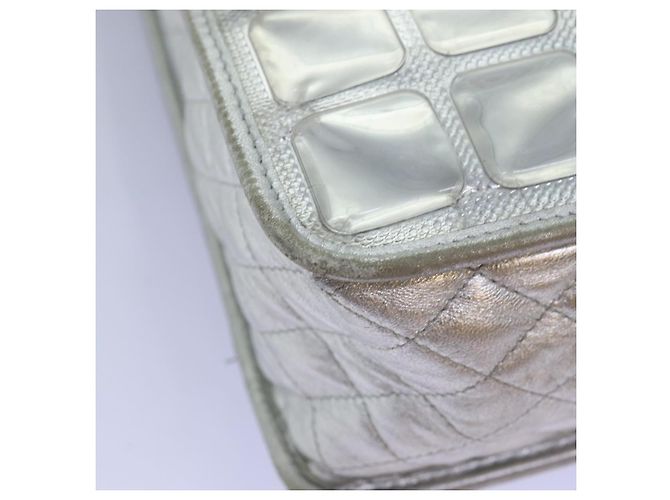 CHANEL Bolso de hombro con cadena Ice Cube Vinilo de 2 vías Plata CC Auth 71650 - vista 17