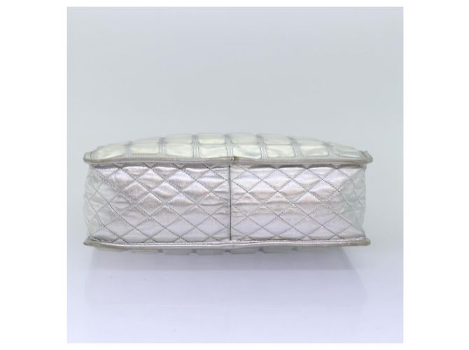 CHANEL Bolso de hombro con cadena Ice Cube Vinilo de 2 vías Plata CC Auth 71650 - vista 5