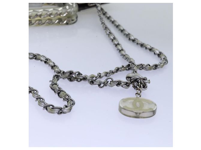 CHANEL Bolso de hombro con cadena Ice Cube Vinilo de 2 vías Plata CC Auth 71650 - vista 7