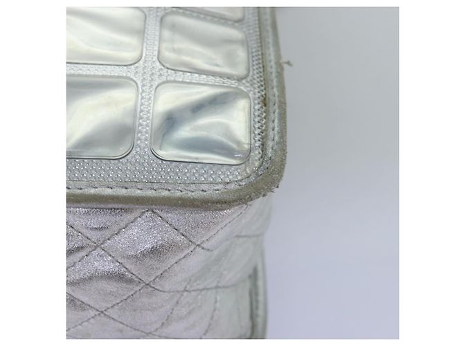 CHANEL Bolso de hombro con cadena Ice Cube Vinilo de 2 vías Plata CC Auth 71650 - vista 9
