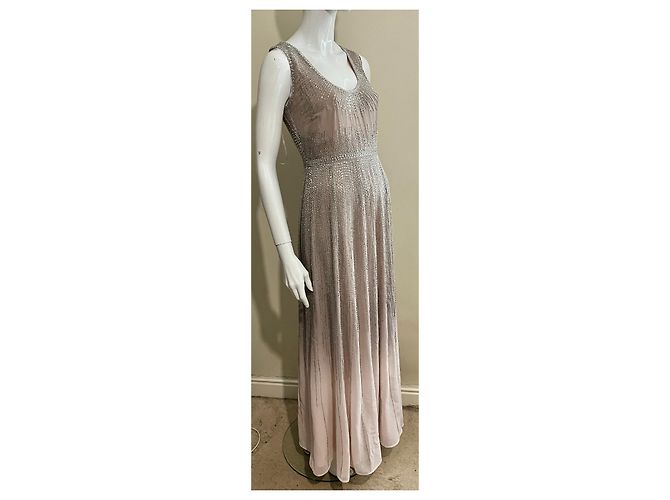 Jenny Packham Abito in chiffon con ricamo di perle Rosa - vista 3