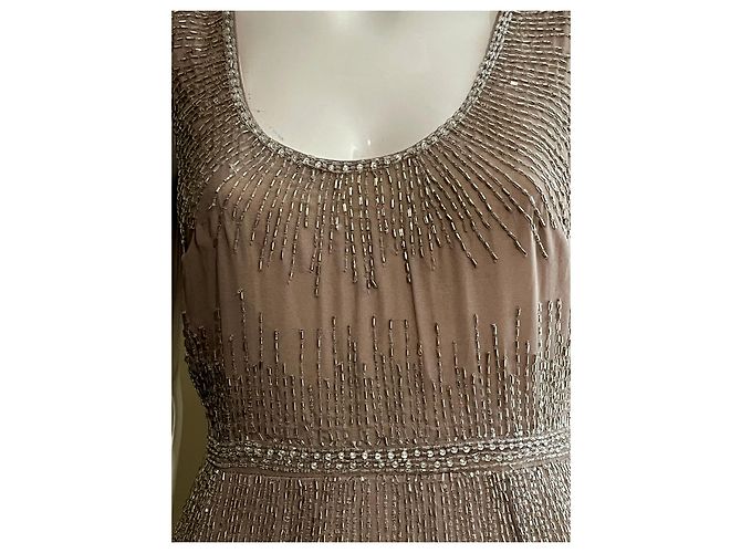 Jenny Packham Abito in chiffon con ricamo di perle Rosa - vista 4
