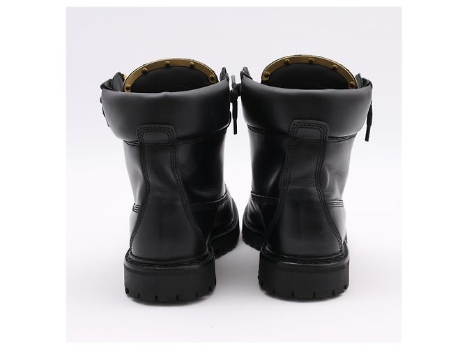 BALMAIN Bottes de combat en cuir en 38 EU en noir - vista 2