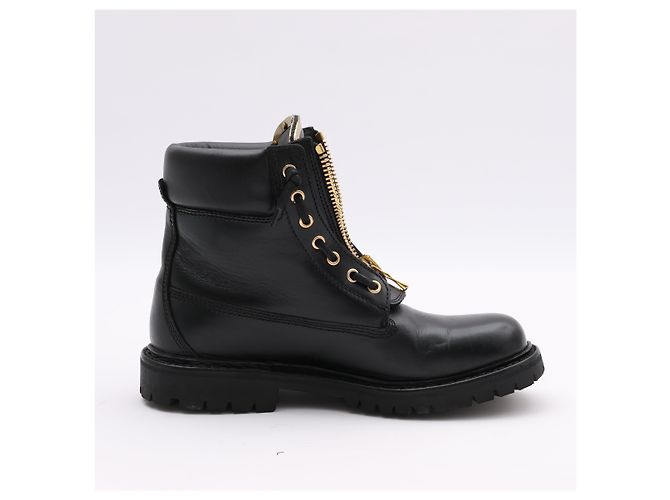 BALMAIN Bottes de combat en cuir en 38 EU en noir - vista 3