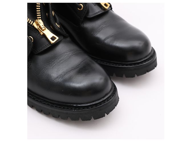 BALMAIN Bottes de combat en cuir en 38 EU en noir - vista 4