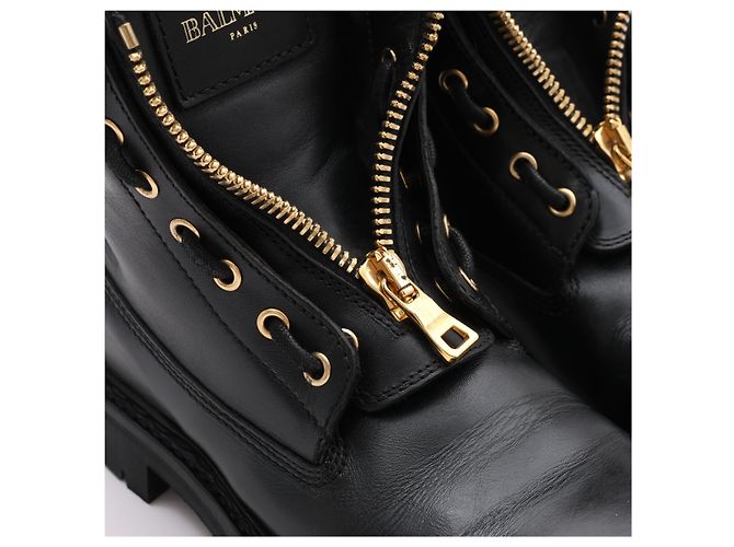 BALMAIN Bottes de combat en cuir en 38 EU en noir - vista 5