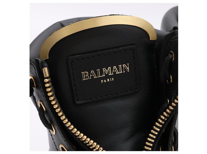 BALMAIN Bottes de combat en cuir en 38 EU en noir - vista 6