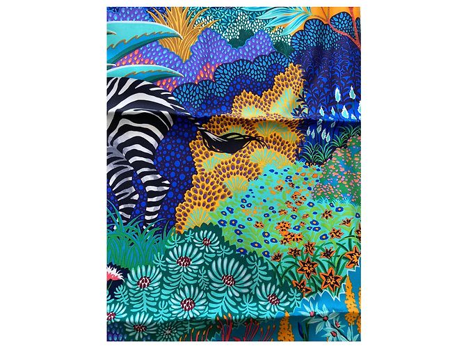 Hermès Pañuelo cuadrado de seda al 100% Mountain Zebra Alice Shirley 90. Multicolor - vista 6