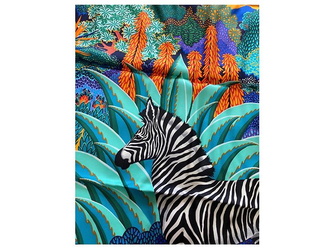 Hermès Pañuelo cuadrado de seda al 100% Mountain Zebra Alice Shirley 90. Multicolor - vista 7