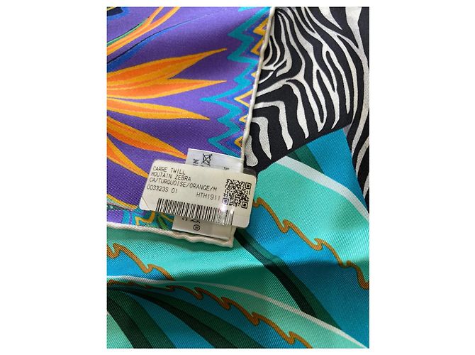 Hermès Pañuelo cuadrado de seda al 100% Mountain Zebra Alice Shirley 90. Multicolor - vista 9