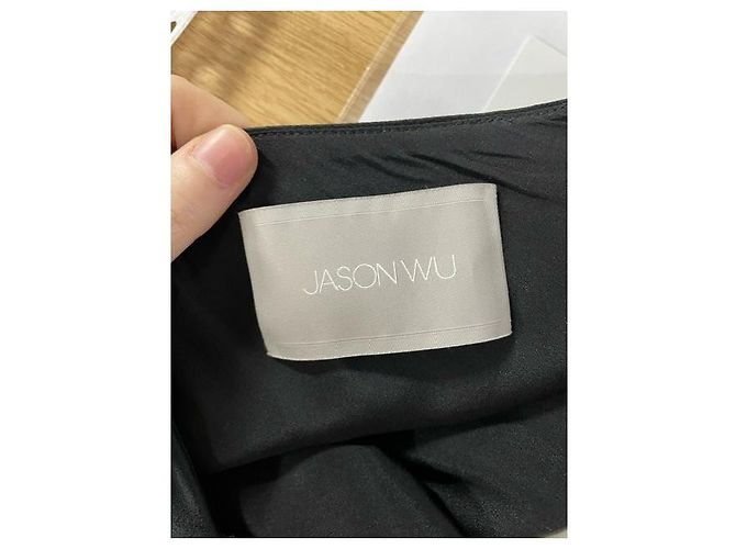Jason Wu – Abendkleid mit schmalen Trägern aus schwarzer Seide - Ansicht 6