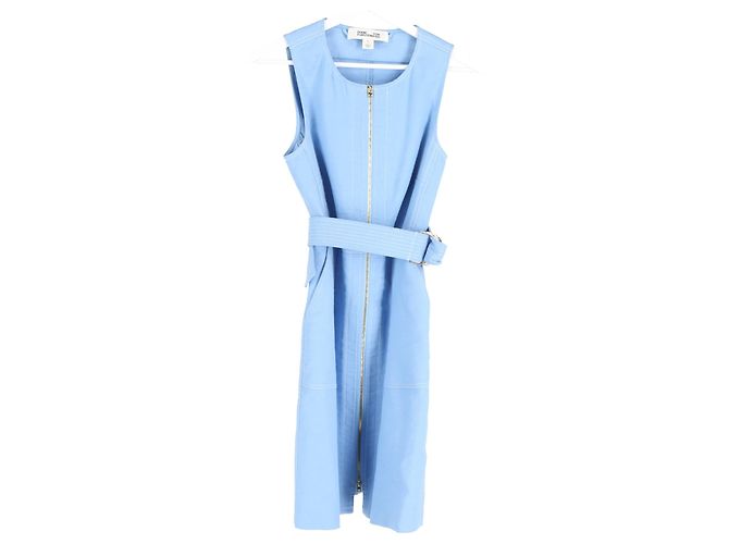 Diane Von Furstenberg Vestido sin mangas con cremallera frontal en algodón azul claro - vista 4