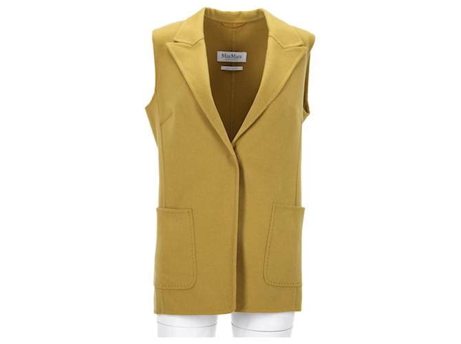 Max Mara – Gefütterte Weste aus gelber Wolle - Ansicht 6