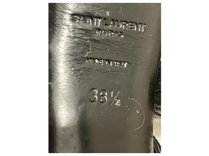 Saint Laurent Sandali in pelle e pizzo Nero - vista 10