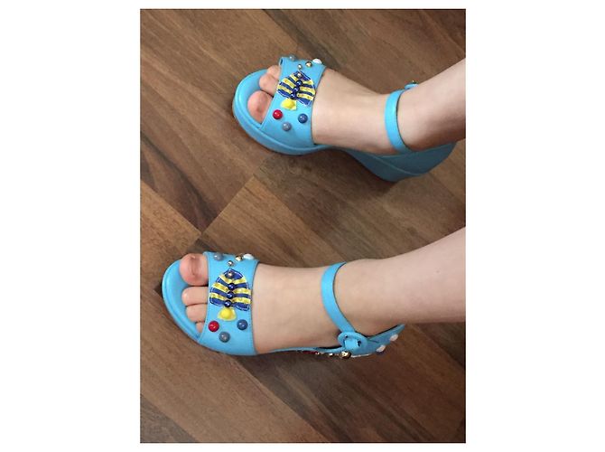Sandali in pelle blu Dolce & Gabbana bambini taglia 28 - vista 11