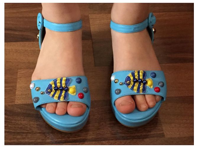 Sandali in pelle blu Dolce & Gabbana bambini taglia 28 - vista 9